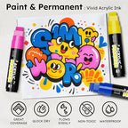 ANYUKE 12 Colors Acrylic Paint Markers - 15mm Jumbo Poster Markers, Permanent Paint Pens for Poster Board, Fabric, Rocks, Wood, Glass, Ceramic, Canvas, Metal, Plastic