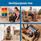 ECR4Kids Universal Rolling Cart with Canvas Organizer Bag, Mobile Storage, Chocolate/Sand