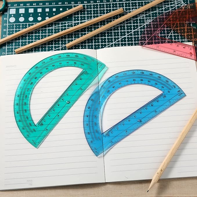 Zonon 500 Pieces Protractors Bulk Plastic 180 Degrees 6 Inch Translucent Protractors for Geometry, Angle Measurement, Students School Supplies