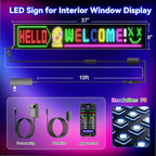 Large Programmable LED Sign, P5 Resolution Indoor Store LED Sign, Bluetooth APP, for Business Retail Shop Window Display (49"x 8")