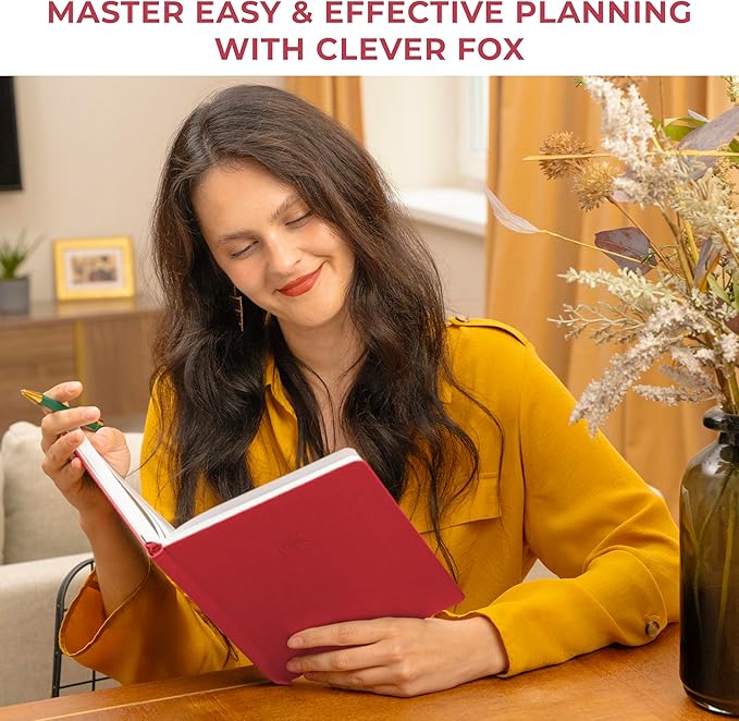 Clever Fox Planner Large – Undated Weekly & Monthly Planner for Productivity, Time Management & Goals – Organizer Journal – 7x10” (Red)