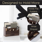 BLU MONACO | Wooden Mail Organizer with Drawer and Compartments | Mail Sorter Organizer Countertop for Desk Entryway | Outgoing Mail Holder Wood Desktop File Storage