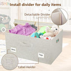 Graciadeco 75 Quarts Extra Large Decorative Storage Bins with Lids, 3 Packs Beige Collapsible Storage Bins with Lids, Stackable Storage Bins Decorative Box Storage With Lid Extra Large