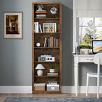 BORNOON 75" Tall Bookshelf, 6-Tier Floor Standing Bookcase with Adjustable Shelves, 24" Wide Open Storage Shelf, Modern Display Organizer for Home Office, Living Room, Bedroom, Study