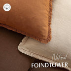 Foindtower Set of 2 Decorative Linen Fringe Lumbar Throw Pillow Covers Boho Farmhouse Cushion Cover with Tassels Soft Accent Pillowcase for Couch Sofa Bed Living Room Home Decor,12×20 Inch,Orange