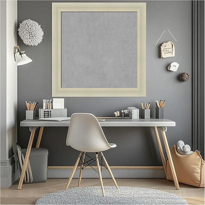 Amanti Art Silver Framed Magnetic Board 29x29 Medium Vision Board for use with Magnets, 100% Metal Sheet to Display Items as Office Decor or for Home Organization in mudroom, Kitchen or Kids Room