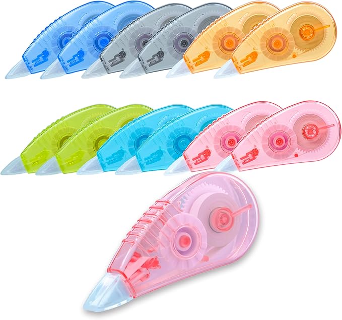 Jovanssen White Correction Tape, 12 Pack, 13.13 Feet Correction Tape for School And Office, Easy To Use Applicator for Instant Corrections