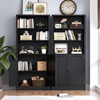 BORNOON 71.4" Tall Bookshelf with Cabinet, 5-Tier Floor Standing Bookcase with Doors & Adjustable Shelves, 31.5" Wide Storage Shelf, Metal Handles, Modern Organizer for Home Office, Living Room