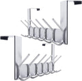 WEBI Over The Door Hooks Door Hanger:Over The Door Towel Rack with 6 Hooks for Hanging,Door Coat Hanger Towel Hanger Over Door Coat Rack for Towels,Clothes,Silver,2 Packs