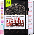 Life Planner - Undated Weekly & Monthly Planner, 12-Month Journey to Increase Productivity | Gratitude Journal, Life Organizer & Goal Journal | Include Foldable Vision Board, Habit Tracker & Stickers