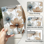 APIILVPQ Floral Clipboard, Spring Clipboards with Low Profile Clip for Office School Use, Watercolor Wooden Clip Boards for Nurses Teachers Students - A03