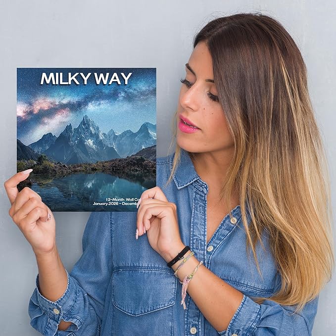 2026 Wall Calendar,Milky Way Monthly Wall Calendar, 12" x 24" Open,Family Planner Calendar Organizer with Milky Way Images