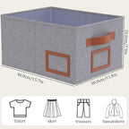 OUTBROS Foldable Storage Box for Shelves, 15.7 x 11.8 x 7.9 inch Fabric Baskets, Wardrobe Organiser with Handles, Suitable for Storing Clothes, Books, Cosmetics (Gray, 3-Pack)