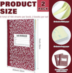 Affrolling 2 Pack Carbonless Lab Notebook Carbon Copy 8.5'' x 11'' 50 Sets of Pages 100 Pages Total Laboratory Engineering Chemistry Computation Notebook Science Grid Coil Binding(Wine Red and White)