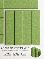 Bumusty Large Cork Board Alternative-47 x35 Felt Bulletin Board Tiles, with 30 Pushpins, 70 Adhesive Tabs, 12-Pack Slat Wall Paneling, Cork Boards for Office Push Pin Board Felt Board-Kelly Green