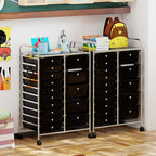 Giantex 15 Drawer Rolling Cart with Drawers, Storage Organizer Cart for Classroom Office School Teacher, Mobile Drawer Cart for Tools, Crafts, Small Printer, Black