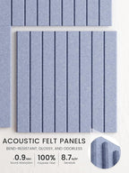 Bumusty Large Cork Board Alternative-36 x24 Felt Bulletin Board Tiles, with 30 Pushpins, 40 Adhesive Tabs, 6-Pack Slat Wall Paneling, Cork Boards for Office Push Pin Board Felt Board-Soft Periwinkle