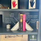 Fox Run 100% Natural Polished Marble Bookends, White, Set of 2, Angled