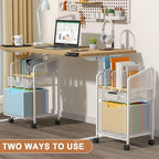 Rolling File Cabinet with Adjustable Dividers, Mobile Filing Cabinet with 2 Storage Drawers on Lockable Wheels, Hanging File Organizer Beside Under Desk for Office, Home, White（Patent Pending）