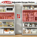 REIBII 2020LBS Garage Shelving Heavy Duty 5 Tier Storage Shelves Adjustable Metal Shelving for Basement, Warehouse, Pantry, Closet, Kitchen, Easy Assembly, 72" H x 35.55" W x 16" D, Galvanized