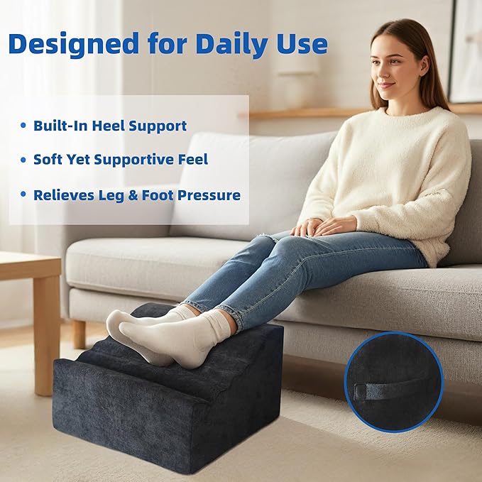 XYRONICA Foot Rest for Under Desk at Work, Comfortable Office Footrest, Ergonomic Foot Stool for Long Sitting with Curved Design Relieves Leg Pressure (Dark Gray)