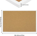 FEBSNOW Cork Board Bulletin Board 23 x 15.7 Inches with Rectangle White Frame Hanging Pin for Walls Office Message Board or Vision Board Decoration