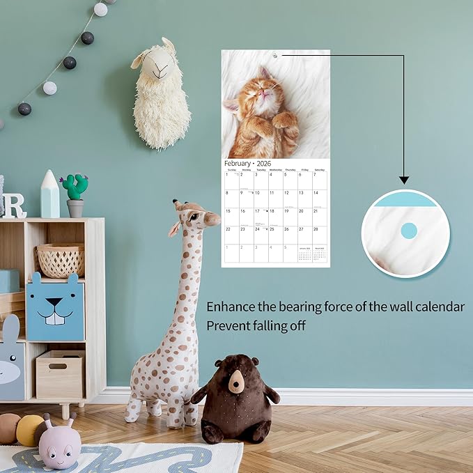 2026 Wall Calendar,Calendar 2026, November 2025 - December 2026, Wall Calendar Baby Kitten, 12" x 24" Opened,Full Page Months Thick & Sturdy Paper for Calendar Organizing & Planning