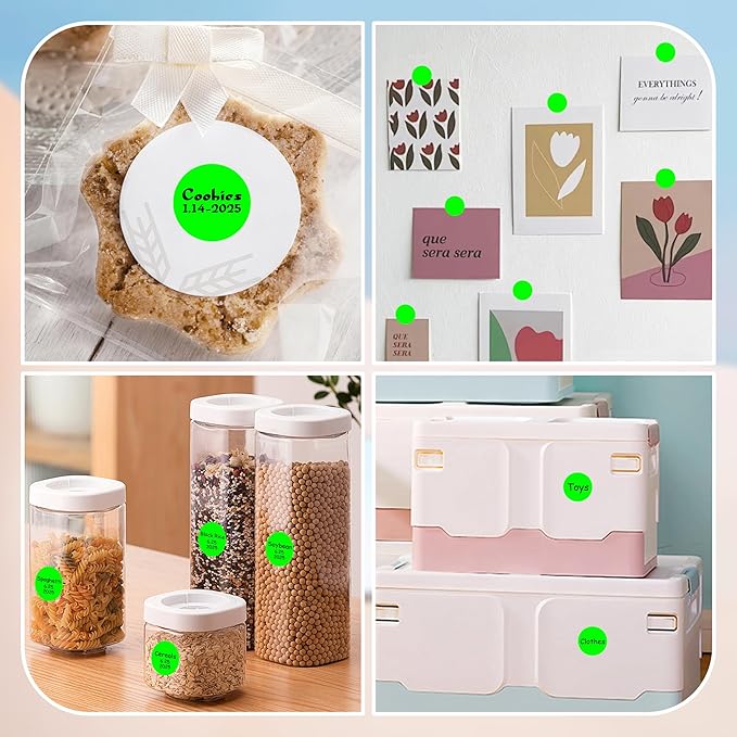 1 Inch Round Color Coding Labels, 1000 Dots Per Roll Fluorescent Green Color Coded Dot Stickers, Round Color Dot Labels for Organizing, Filing, and Storage