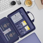 Fireproof File Organizer with Lock, Hard-Shell Case Fireproof Document Box with 13 Pockets Accordion File Folder, Important Document Organizer for Letter A4 Files Laptop Passports (Blue)