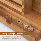 Lucundm Key Holder Wall Mount, Mail Holder with Storage Drawer and 5 Key Hooks for Coat, Dog Leash, Home Decor Rack, House Accessories, Entry Way Organizer (Wood)