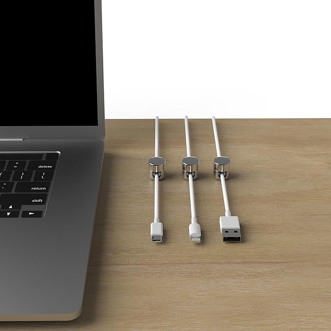 ICONIT Cable Anchors for Desk Organization | Premium Aluminum Cord Organizers | Charger + Cable Management Clips for Home & Office | Stylish, Sturdy, & Functional | (3 Pack) (Silver)