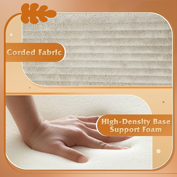 WLIVE Pouf Ottoman Foot Rest, Square Bean Bag Ottoman Coffee Table for Living Room, Beige