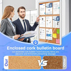 Magula 36"x24" Enclosed Bulletin Board Tamper-Proof Dispaly Case, Aluminium Frame, Shatter Resistant Lockable Bulletin Board, Enclosed Cork Board for School, Office, Commercial, Hospital etc