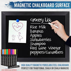 HBCY Creations 18" x 24" Rustic Black Solid Wood Frame Wall Chalkboard, Magnetic Surface, Home Décor, Restaurant & Café Menus, Blackboard, Includes Chalk, Eraser & Hanging Hardware