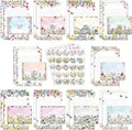 TaoBary 160 Pcs Stationery Paper Set 50 Double Sided Stationery Papers with 50 Matching Envelopes and 60 Round Dot Sticker, 10 Design(Wildflower,5.5 x 8.25 Inch)