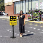 INNOVSIGN Heavy Duty Sign Base Cast Iron Sign Post with 12" Diameter Bottom Round Base, 48" Movable Sign Stand for Hanging Signs, 2PACK