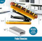 ELIKAI Hot Dog Stapler, Funny Gifts for Teachers and Principals, Unique Desk Accessory, Ideal Back-to-School Gift for Classroom or Teacher Lounge Decor, Includes 1000 Staples, Brown, 7 oz