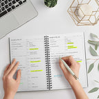 Daily Planner Undated, Asten to Do List Notebook Hourly Schedules Spiral Appointment Planner for Men and Women,PVC Hardcover,Elastic Closure, Inner Pocket 8.3" x 5.8" (Black, 2 Pack)