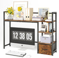 Desk Shelf with Drawer, 41.3" Desktop Organizer Shelf, Desk Hutch for Computer Monitor Max 32", 3 Tier Desktop Display Rack, Wooden Desk Top Bookshelf Storage Rack for Home Office Dorm, Rustic Brown