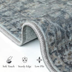 GENIMO Runner Rug 2'6''x8 Non Slip Machine Washable Vintage Hallway Runner Rug, Low Pile Lightweight Rugs for Entryway, Hallway, Kitchen and Corridor, Ashen Taupe