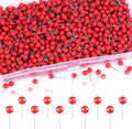 1000 Pcs Multi-Color Push Pins, Map Pins for Travel Map, Small Map Tacks with Plastic Beads Head for Cork Board (Red, 1/4 ")