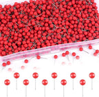 1000 Pcs Multi-Color Push Pins, Map Pins for Travel Map, Small Map Tacks with Plastic Beads Head for Cork Board (Red, 1/4 ")