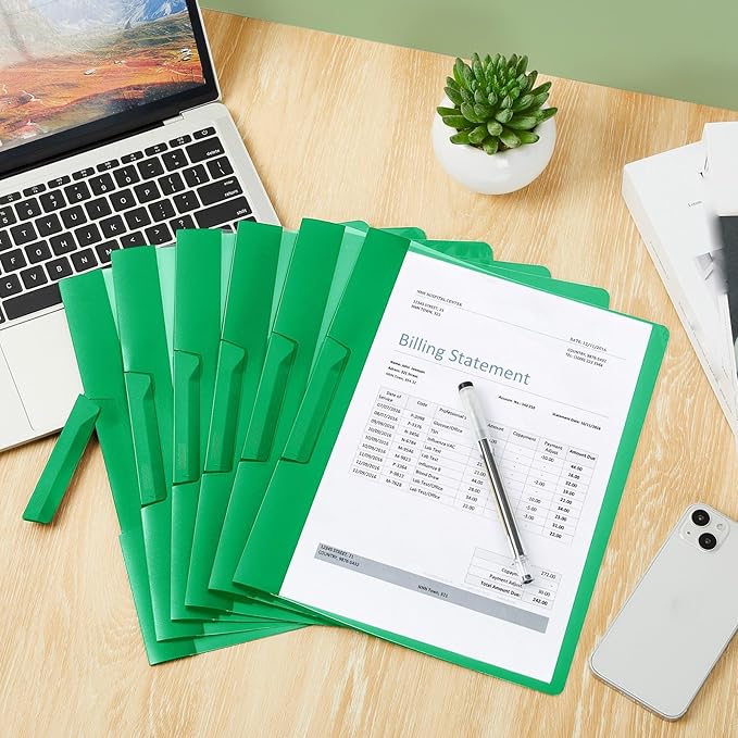 Maitys 25 Pack Durable Clear Report Covers with Rotary Clip 11 x 9 in Letter Size Presentation Folders Transparent Front Cover Portfolio Folder Resume Folder Interview Report Folders (Green)