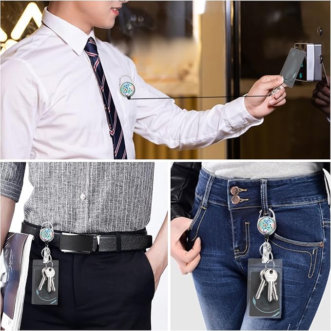 GIANCOMICS ID Badge Holder with Breakaway Lanyard, Cute Butterfly Lanyards for ID Badges ID Card Holder, Retractable Badge Reel Clips Heavy Duty Keychain Badge Lanyard, Teacher Nurse Work Office Gifts