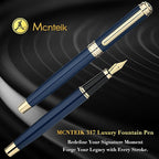 MCNTEIK 317 Fountain Pen,Stunning Luxury Piano Lacquer,18K Gilded Nib(Medium),Gorgeous 24K Gold Finish, Ink Converter,Nice Gift for Men&Women-Elegant,Executive,Fancy Pens for Writing, BU-M