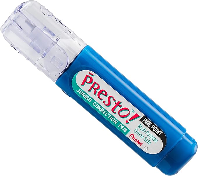 Pentel Presto! Jumbo Correction Pen, Fine Point, Metal Tip, Box of 12 (ZL31-W)