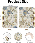 BitKan Vintage Blue Floral Spiral Notebook, Classic English Cottagecore Floral Journal, Pretty Flower Journal for Women, Traditional Botanical Flower Notebook 5.5x8.3 Inch-371