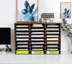 TQVAI Wood Literature Organizer, 27 Slots Hold 13500 Sheets A4 Papers, Wooden Desk File Paper Storage Organizer with Adjustable Shelves, Mailbox Cubbies for Office Home Classroom, Classroom, Archaize