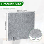 PATIKIL Desk Divider, 2 Set 24 x 24 Inch Acoustic Freestanding Desk Divider Desk Privacy Panel with 8 Pcs Support Feet for Library Office Workstation, Grey