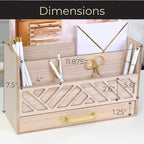 BLU MONACO | Wooden Mail Organizer with Drawer and Gold Handle | Outgoing Mail Holder and Letter Sorter for Desk | Natural Wood Desktop Paper Organizer
